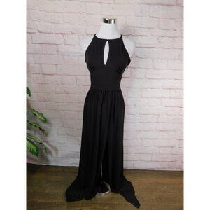 Michael Kors Dress Womens XS Black Halter Keyhole Maxi Gown Front Slit Formal